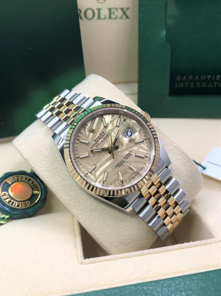【1:1 Super Clone】  Datejust 36mm 126233 Golden Palm Motif Dial Jubilee Bracelet Watch
