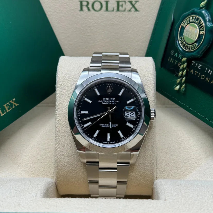 【1:1 Super Clone】 Datejust 41mm 126300 Black Index Oyster 41mm Stainless Steel Watch