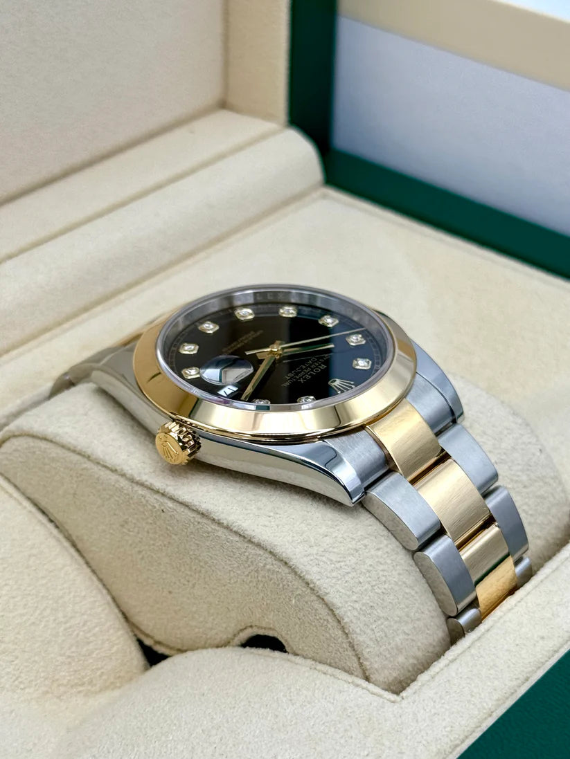 【1:1 Super Clone】 Datejust 41mm 126303 Black Diamond Oyster Steel and Yellow Gold Mens Watch