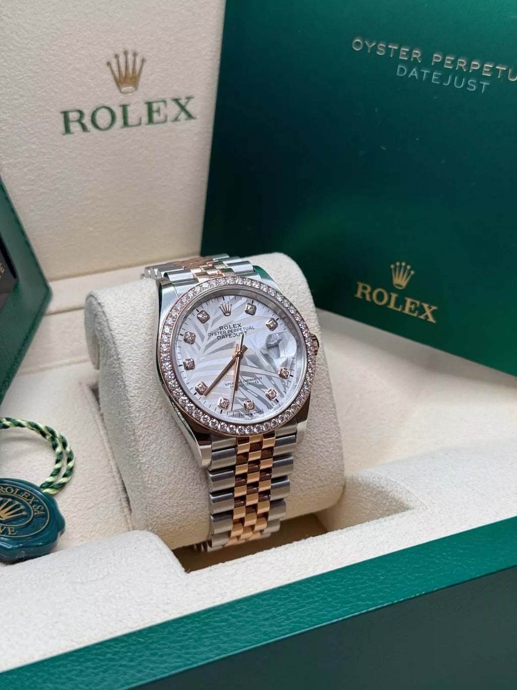 【1:1 Super Clone】  Datejust 36mm 126281 Silver Palm Motif Diamond Dial Oyster Bracelet