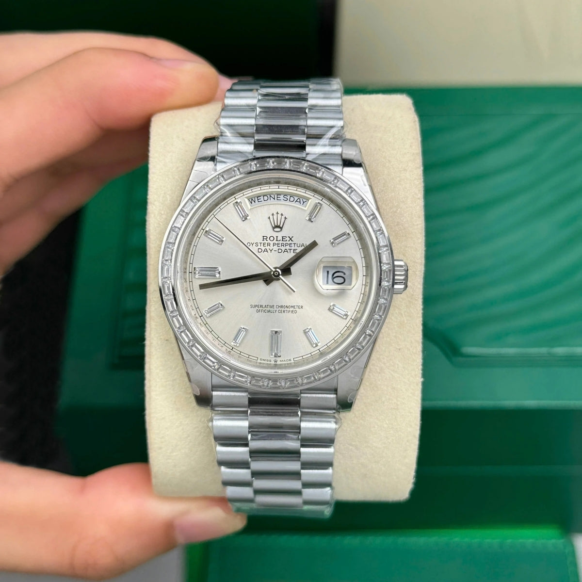 【1:1 Super Clone】 Day-Date 40mm 228396TBR-0011 Silver Diamonds Dial