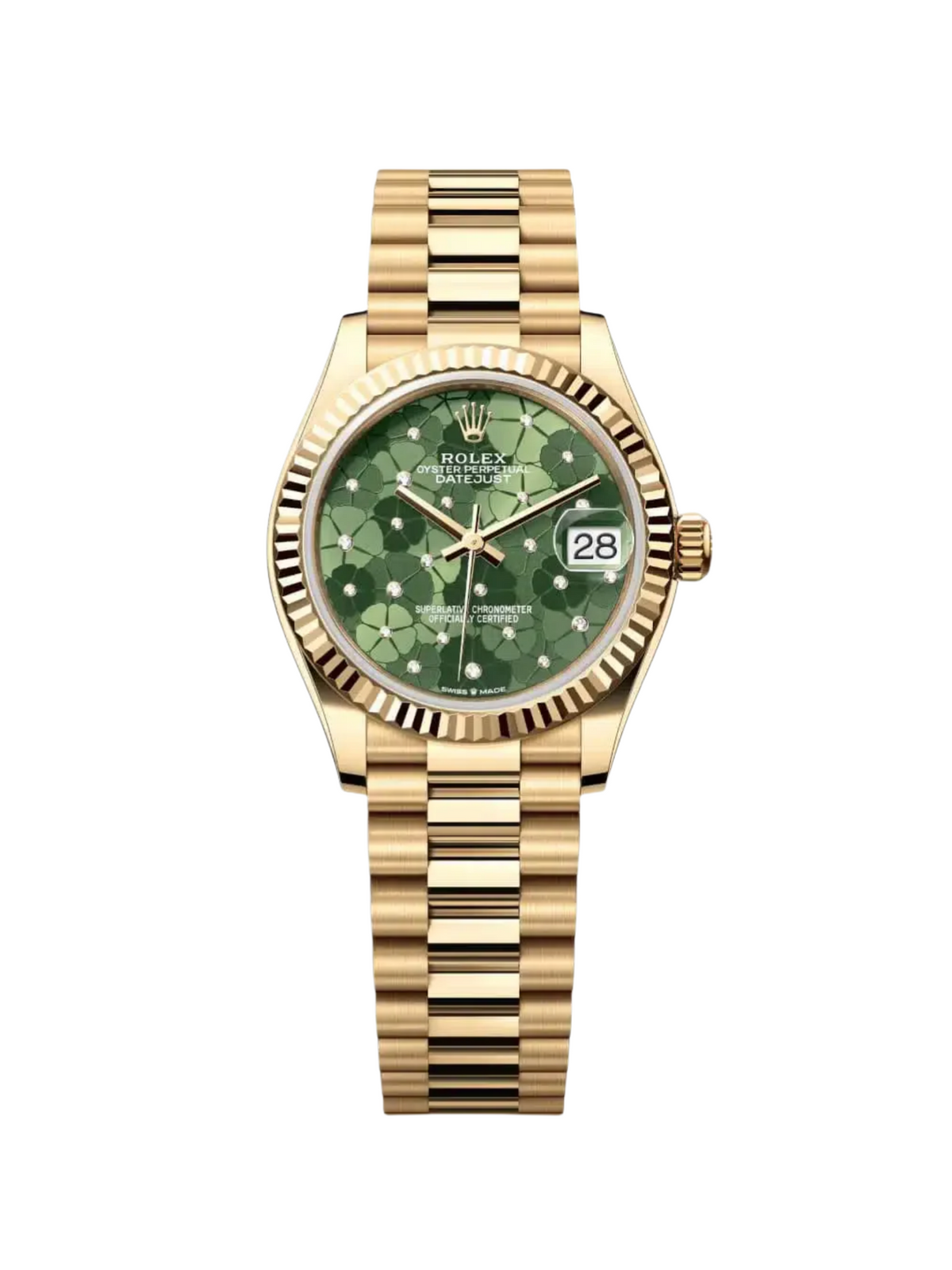 【1:1 Super Clone】 Datejust m278278-0046 Olive Green Floral Motif 31mm President Bracelet Watch