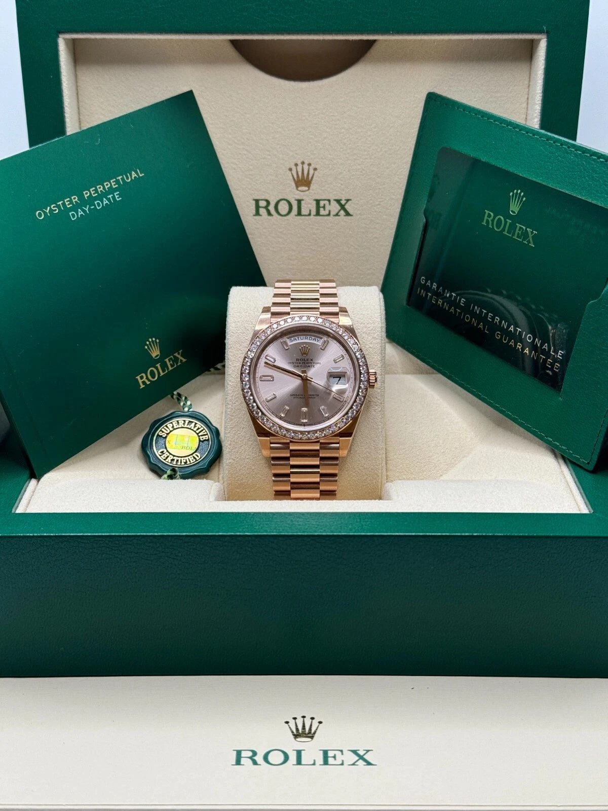 【1:1 Super Clone】  Day-Date 40mm Sundust Diamonds Dial 228345rbr-0007