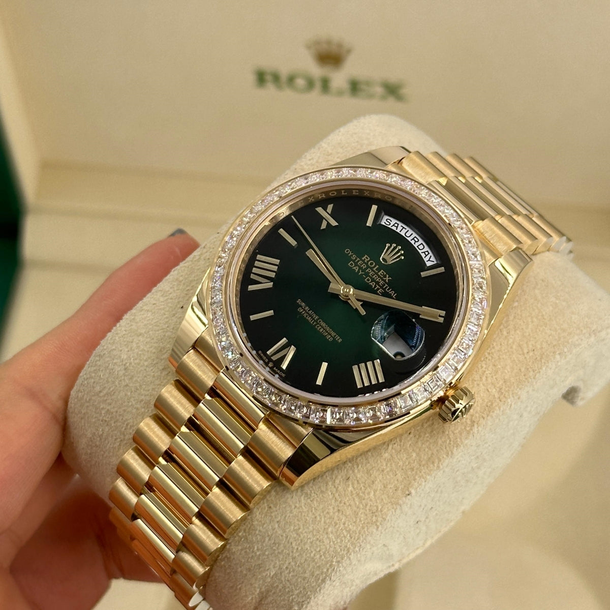 【1:1 Super Clone】 Day-Date 40mm 228398TBR-0042 Green Ombré Dial President Watch