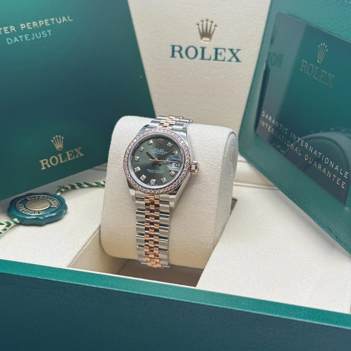 【1:1 Super Clone】 Lady-Datejust 28mm 279381RBR Green Diamond Dial Oyster Bracelet