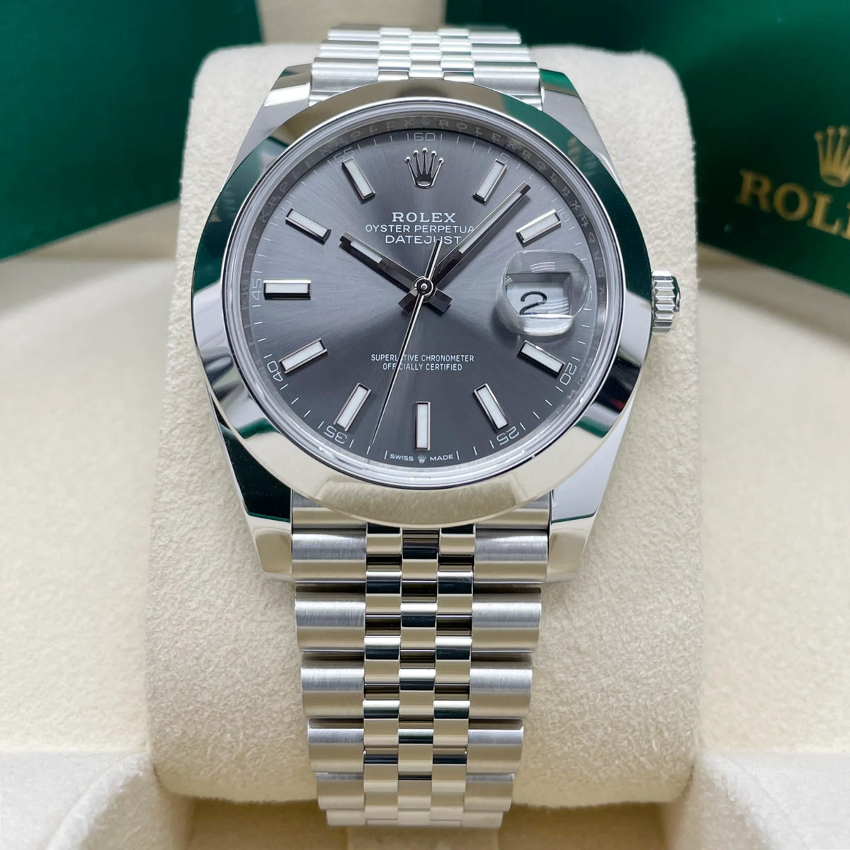 【1:1 Super Clone】 Datejust 41mm 126300 Slate Index Jubilee Stainless Steel Watch