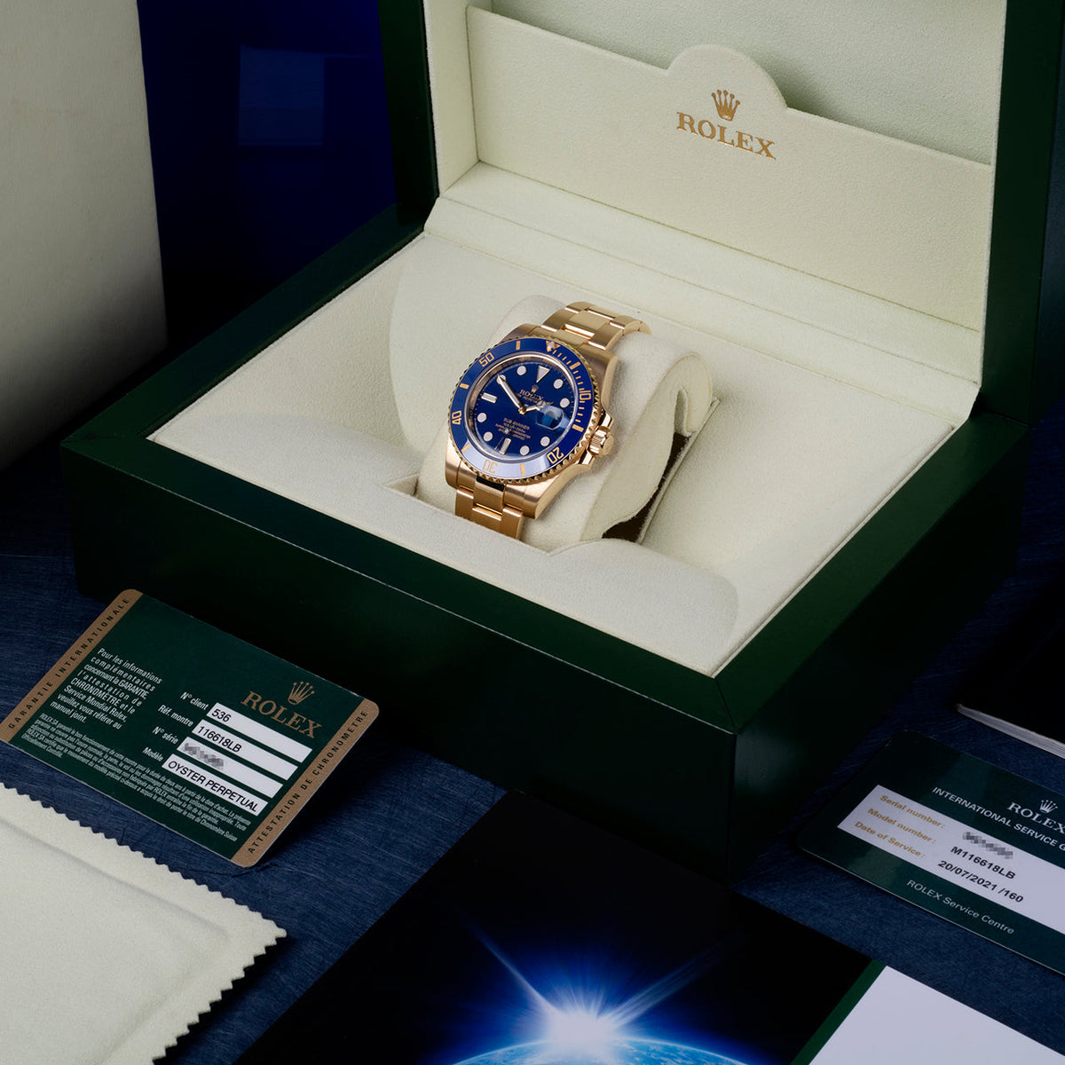 🔥Hot Sale🔥【1:1 Super Clone】Rolex Perpetual Submariner Date 41mm Blue Dial Yellow Gold 126618LB