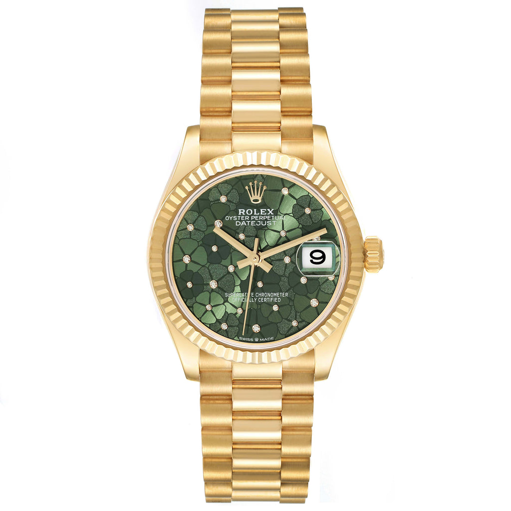 【1:1 Super Clone】 Datejust m278278-0046 Olive Green Floral Motif 31mm President Bracelet Watch