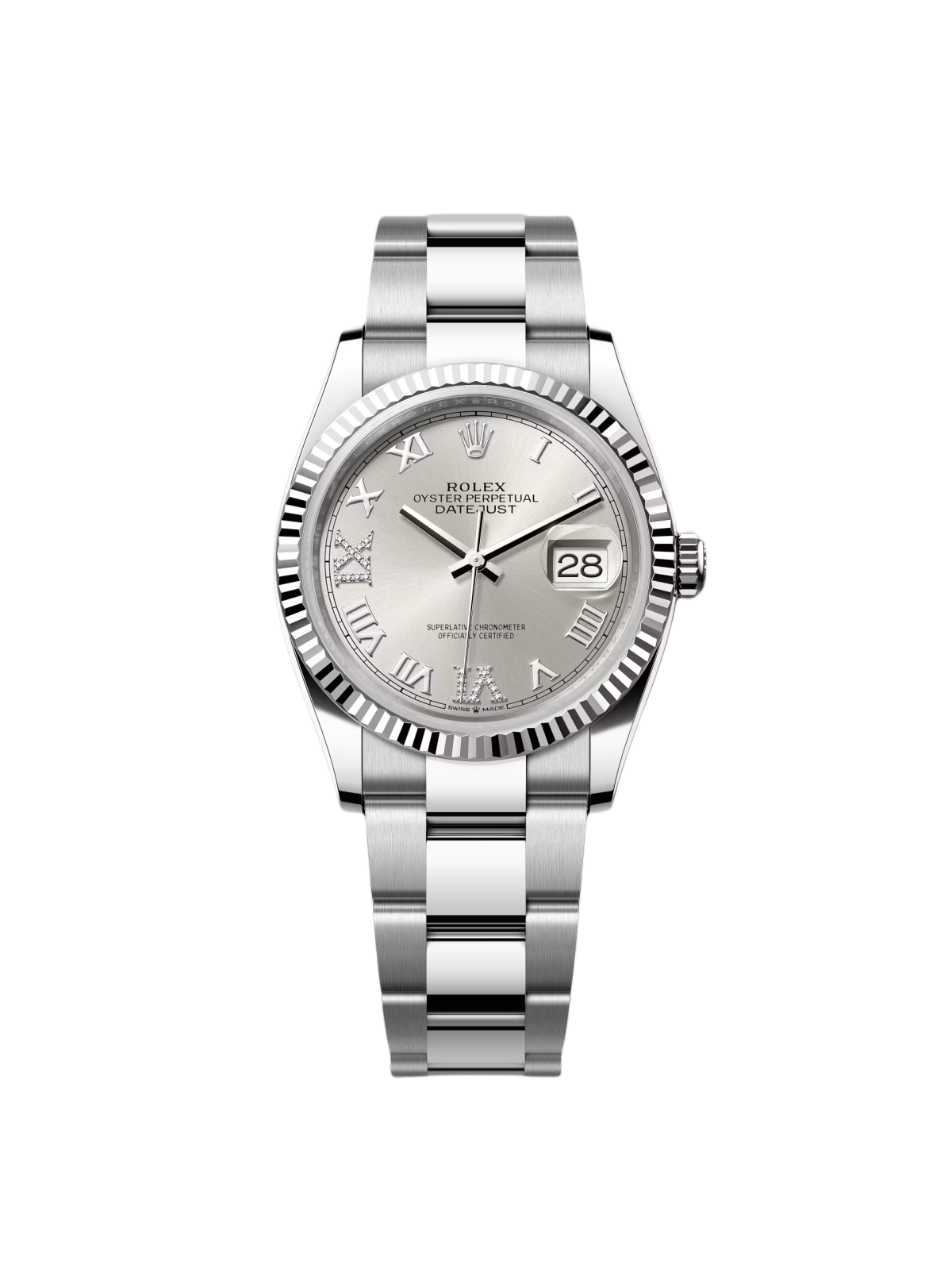 【1:1 Super Clone】  Datejust 36mm 126234 White Roman Dial Oyster Stainless Steel Mens