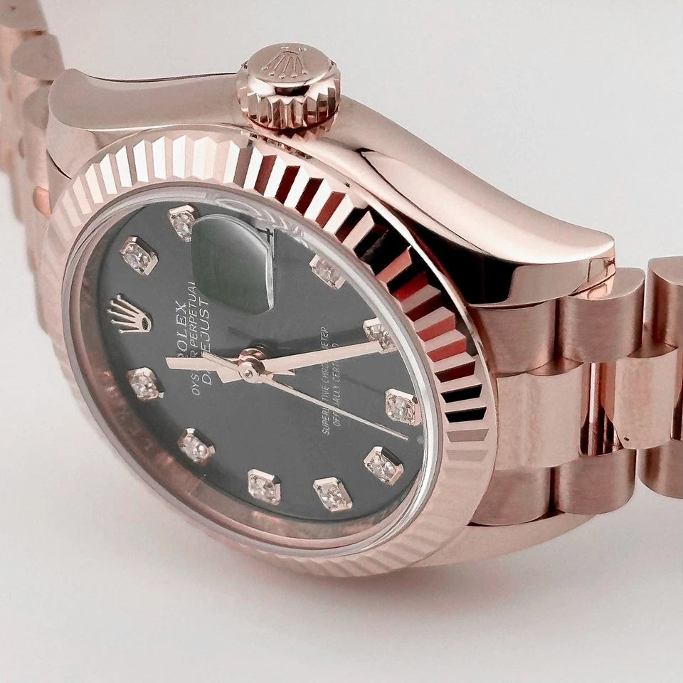 【1:1 Super Clone】 Lady-Datejust 28mm 279175 Green Diamond-Set Dial President Everose Gold