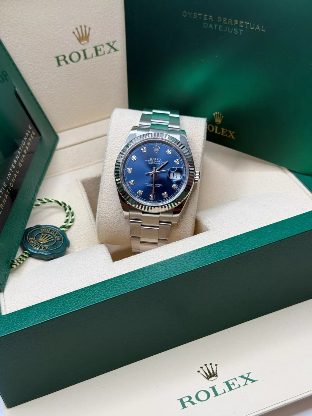 【1:1 Super Clone】  Datejust 41mm 126334 Blue Diamond Oyster Stainless Steel Mens Watch