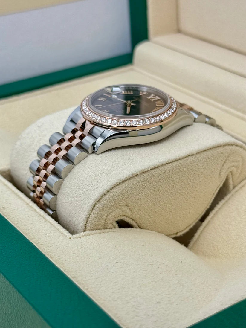 【1:1 Super Clone】 Datejust m278381-0005/0006 Chocolate Roman Diamond 31mm Dial Diamond-Set Bezel and Oyster Bracelet Watch