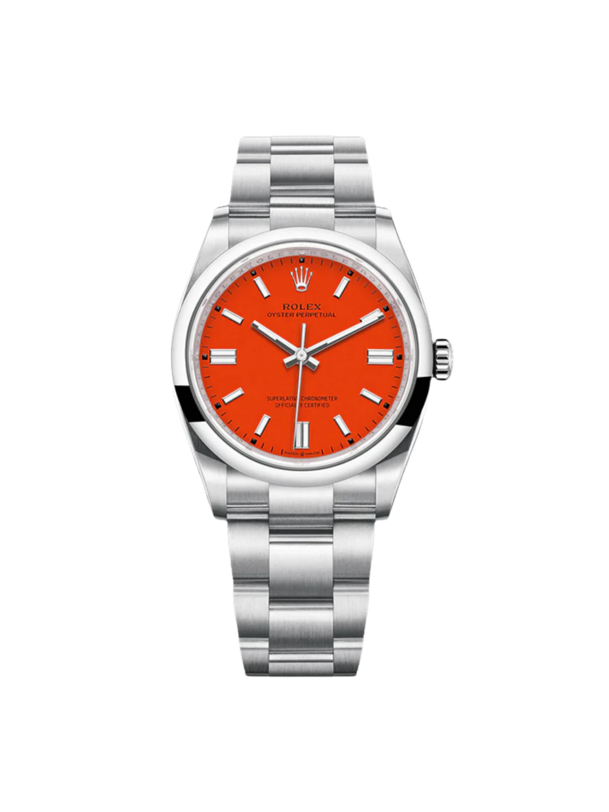 【1:1 Super Clone】 Oyster Perpetual 36mm 126000-0007 Coral Red Dial Steel Watch