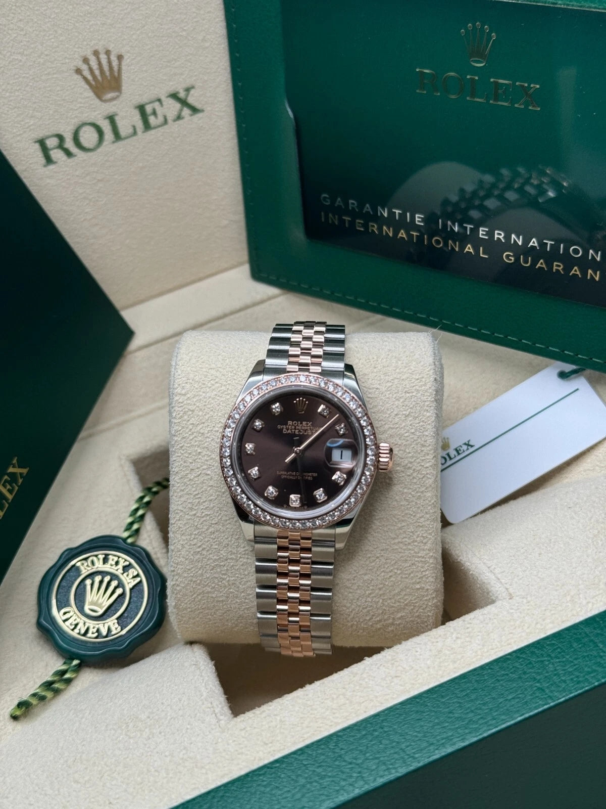 【1:1 Super Clone】 Lady-Datejust 28mm 279381RBR Chocolate Diamond Dial Oyster Bracelet
