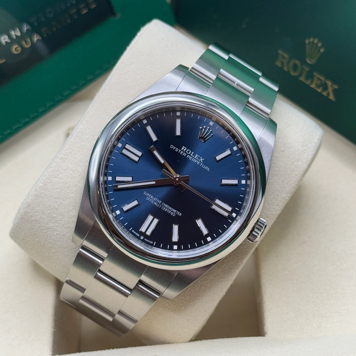 【1:1 Super Clone】 Oyster Perpetual 41mm 124300-0003 Oyster Perpetual Stainless Steel Blue Index Dial Watch