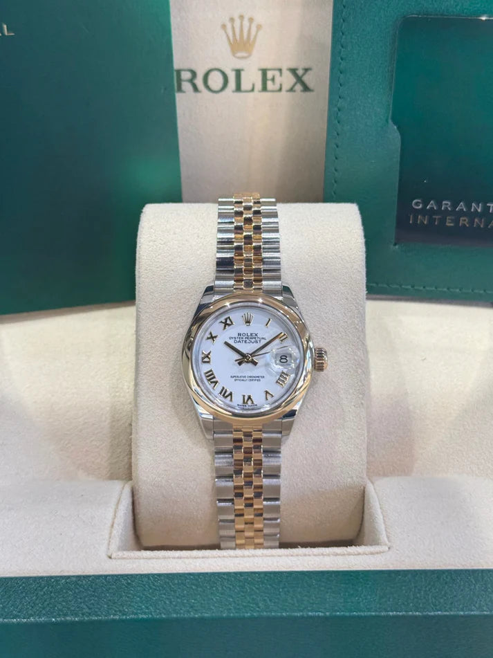 【1:1 Super Clone】 Lady-Datejust 28mm  279163 White Roman Dial Oyster Bracelet