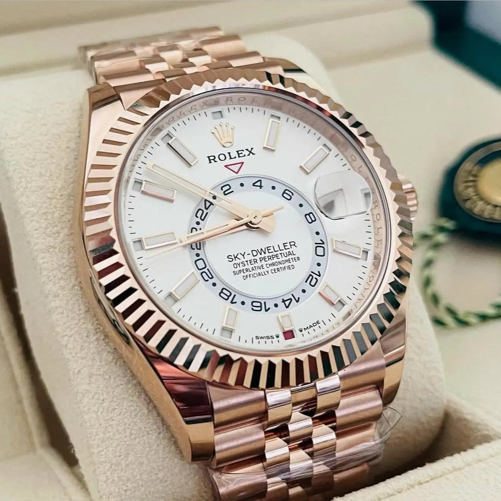 【1:1 Super Clone】  Sky-Dweller 42mm 336935-0003/0007 Rose Gold White Dial Oyster