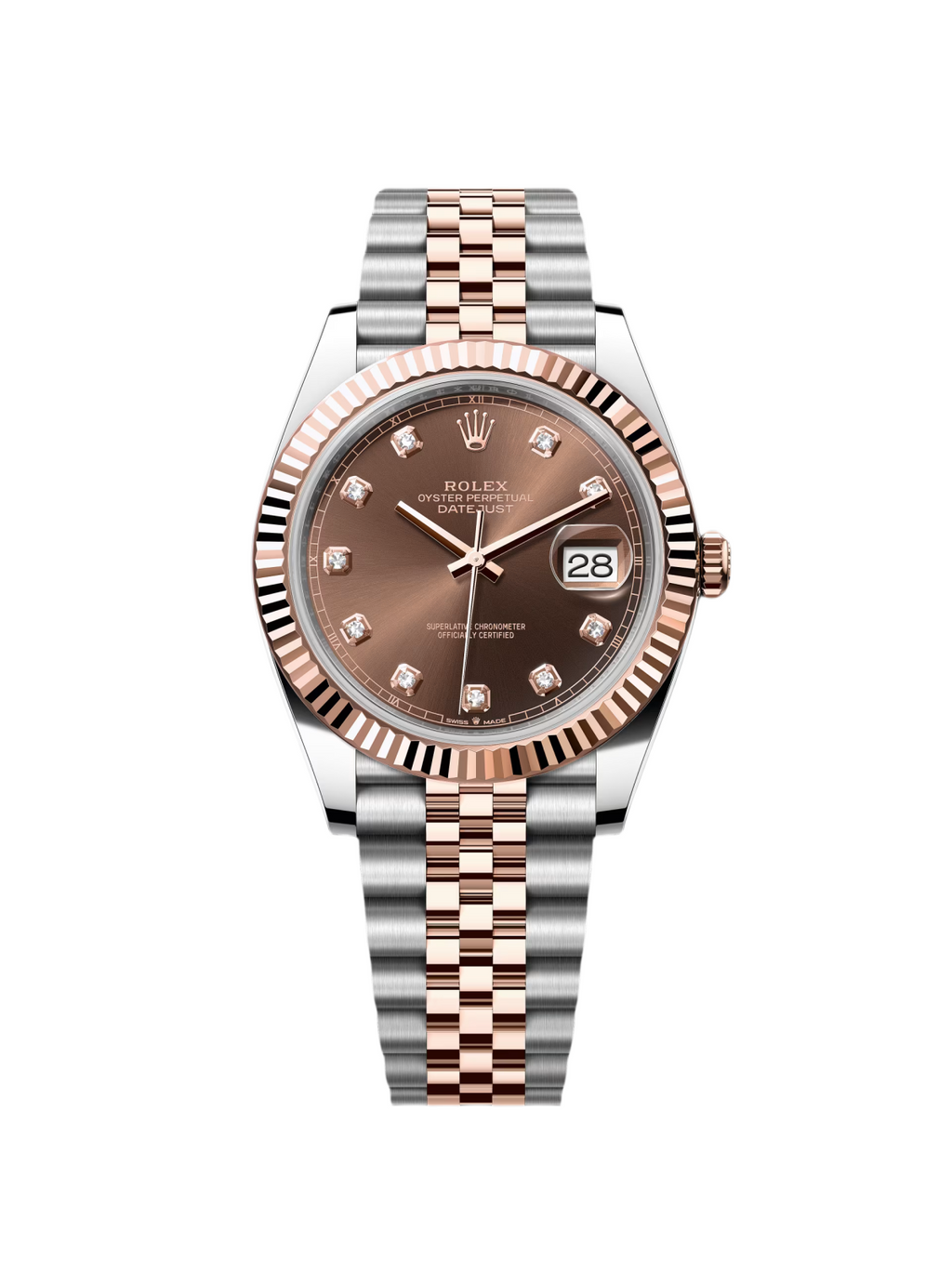 【1:1 Super Clone】 Datejust 41mm 126331 Datejust Chocolate Diamond Oyster Steel and Everose Gold Watch