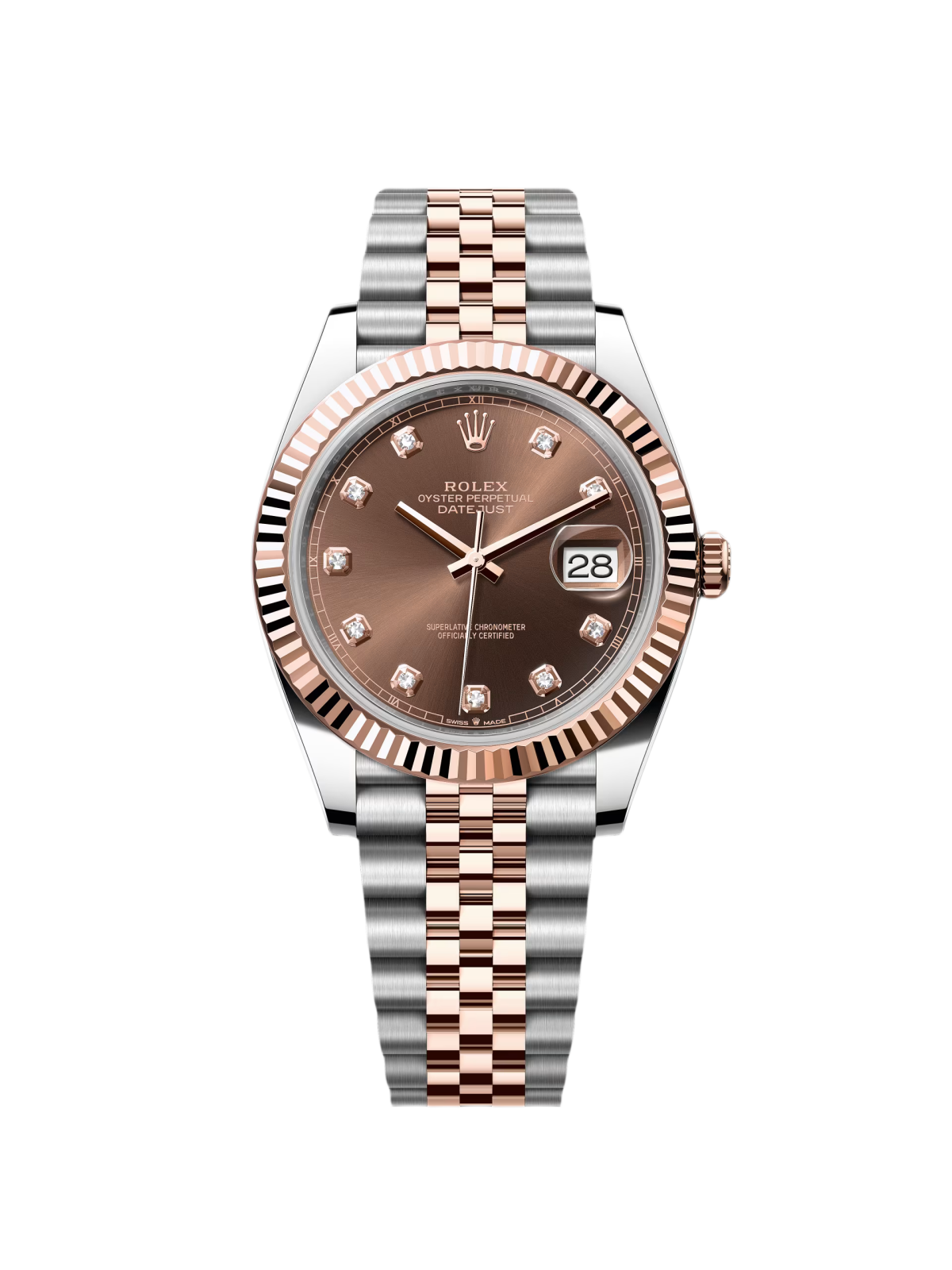 【1:1 Super Clone】 Datejust 41mm 126331 Datejust Chocolate Diamond Oyster Steel and Everose Gold Watch