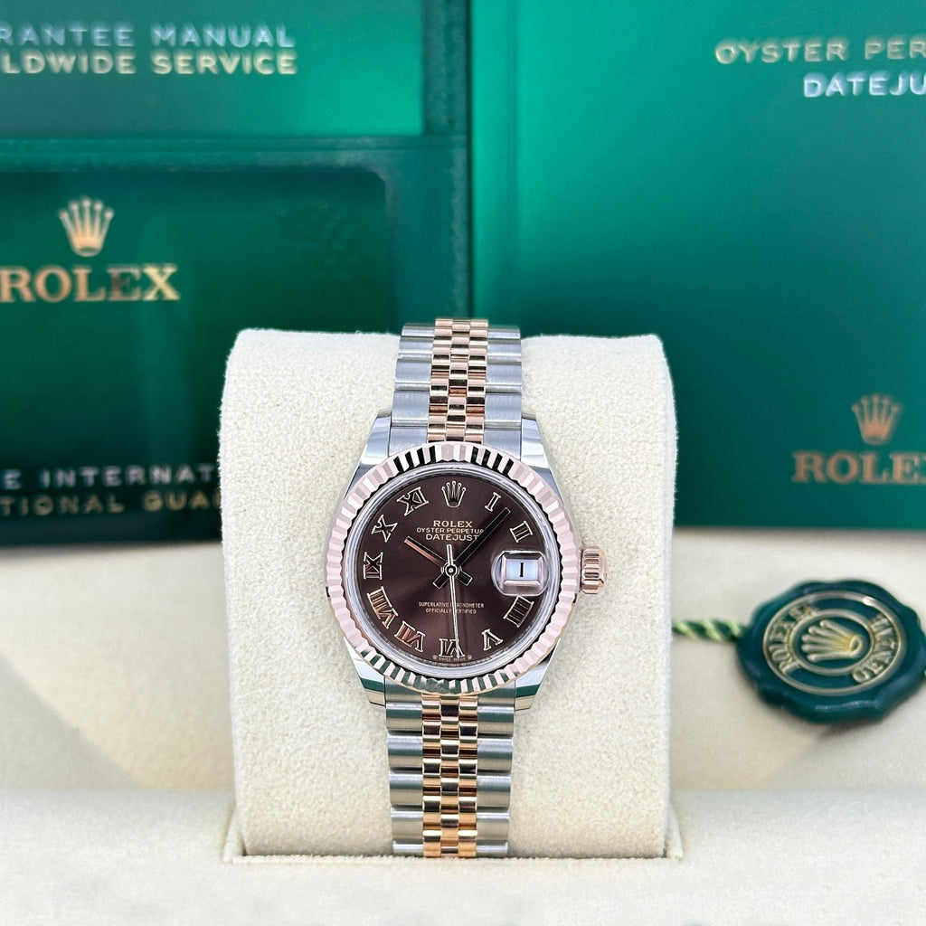 【1:1 Super Clone】 Lady-Datejust 28mm 279171 Chocolate Roman Oyster Stainless Steel and Rose Gold