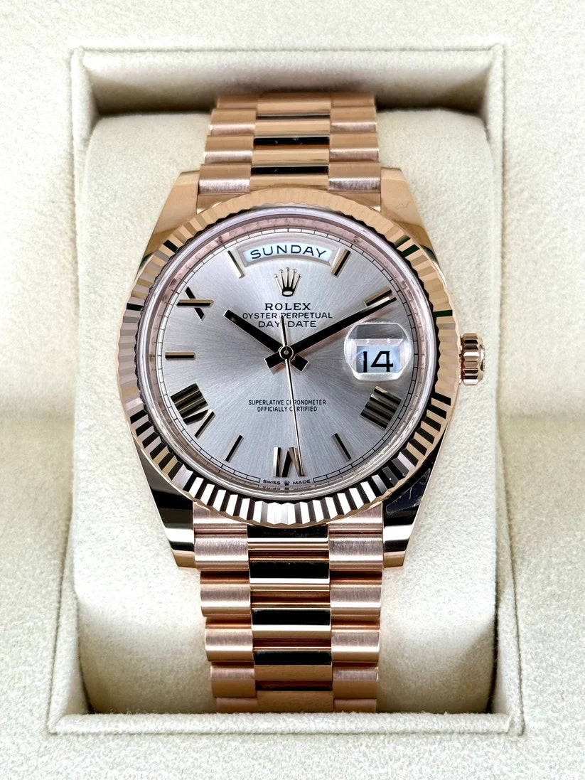 【1:1 Super Clone】 Day-Date "President" 40mm Everose Gold Sundust Roman Dial - 228235