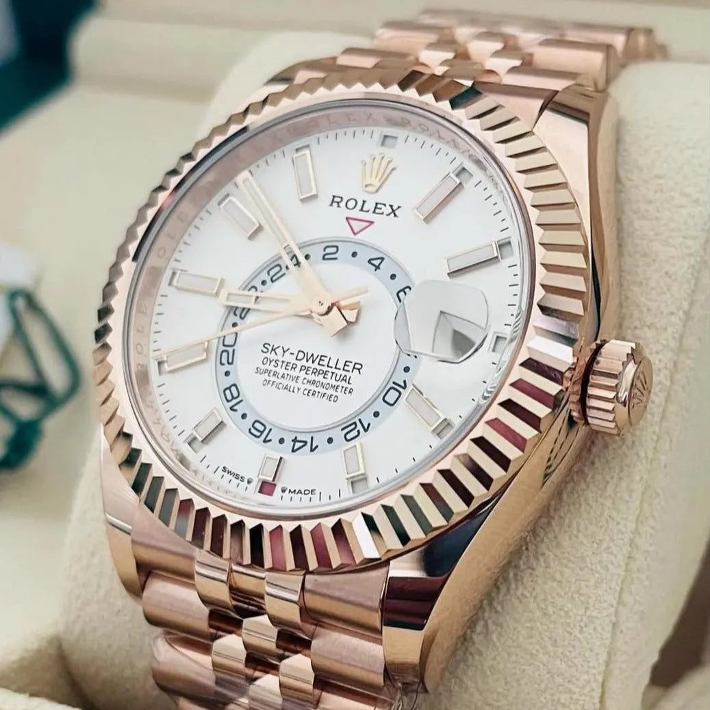 【1:1 Super Clone】  Sky-Dweller 42mm 336935-0003/0007 Rose Gold White Dial Oyster