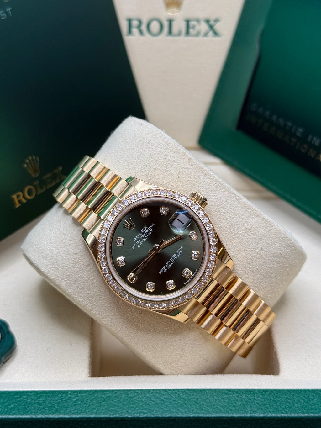 【1:1 Super Clone】 Datejust m278288RBR-0007 Olive Green 31mm Dial President Bracelet Watch