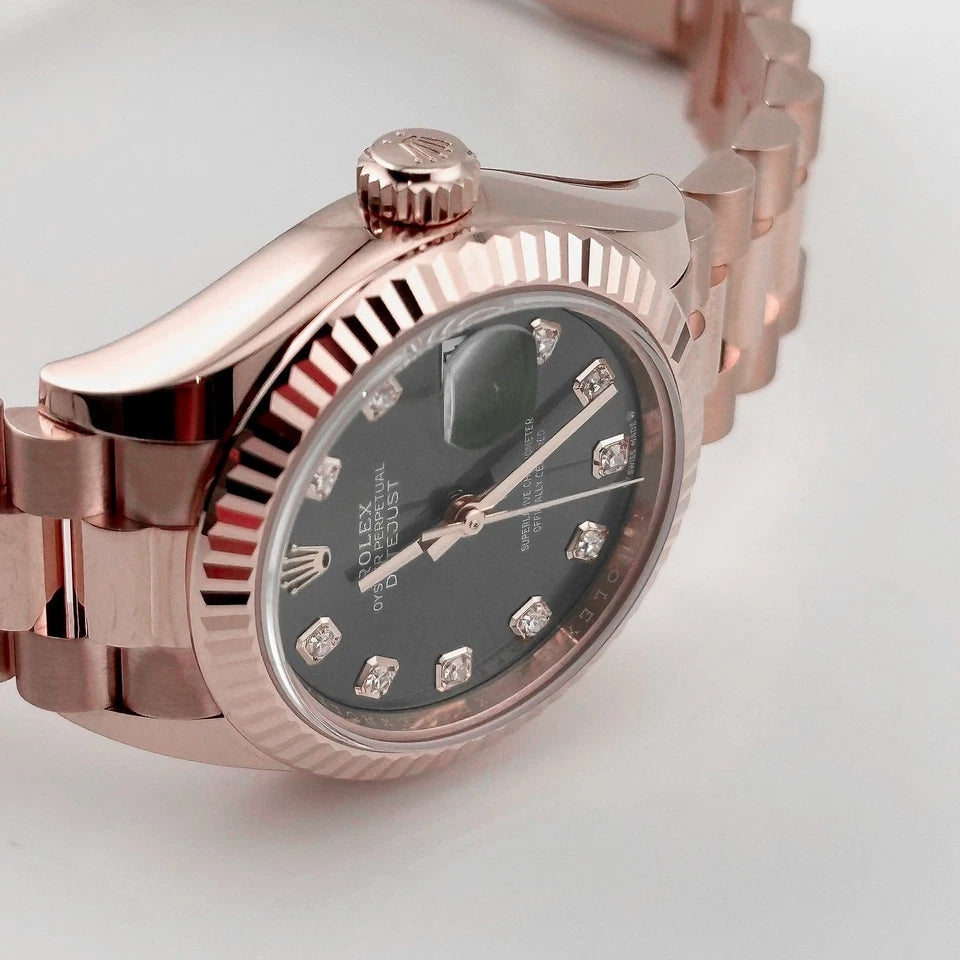 【1:1 Super Clone】 Lady-Datejust 28mm 279175 Green Diamond-Set Dial President Everose Gold