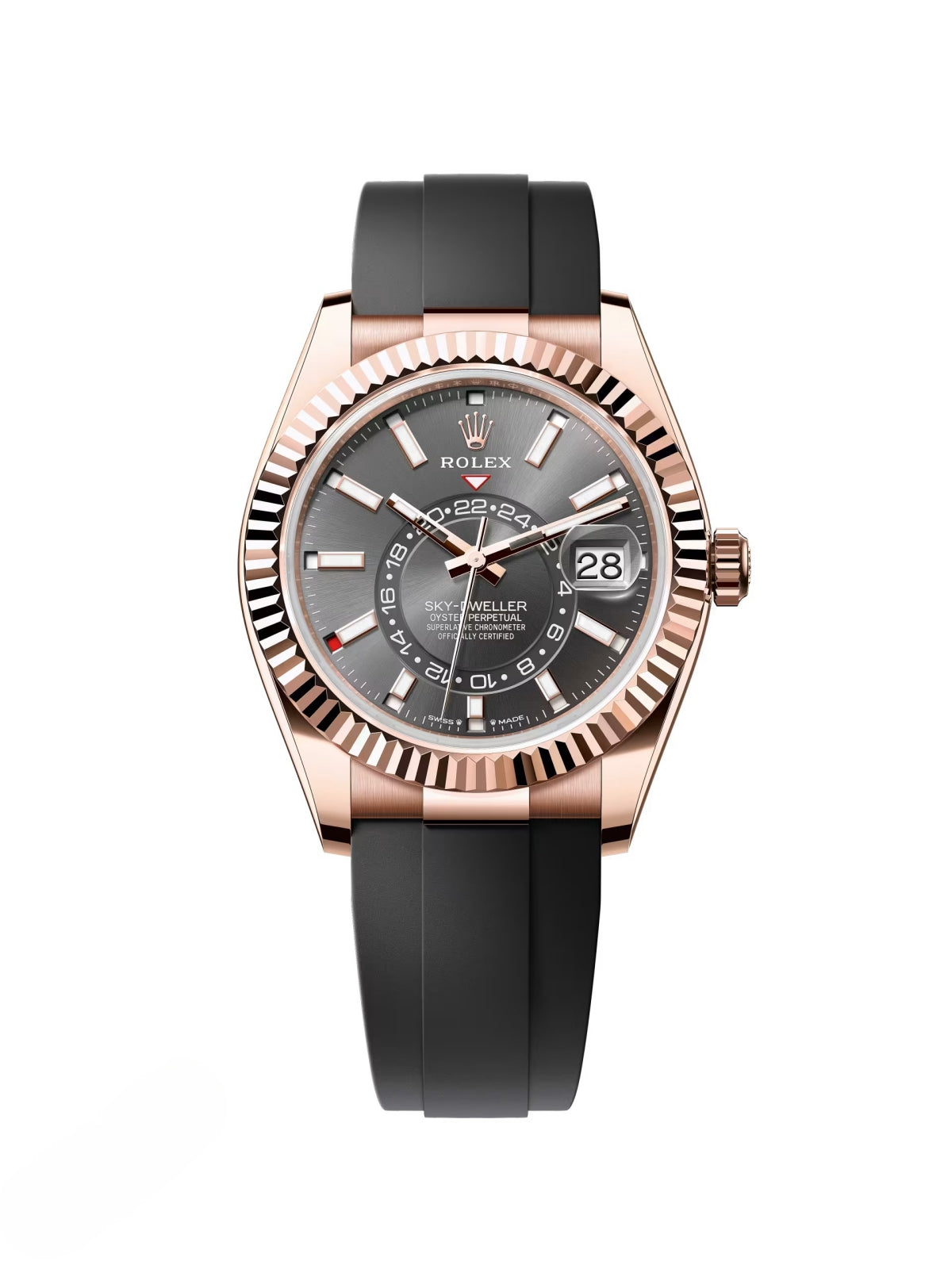 【1:1 Super Clone】  Sky-Dweller 42mm Rose Gold Slate Dial Oysterflex - 336235
