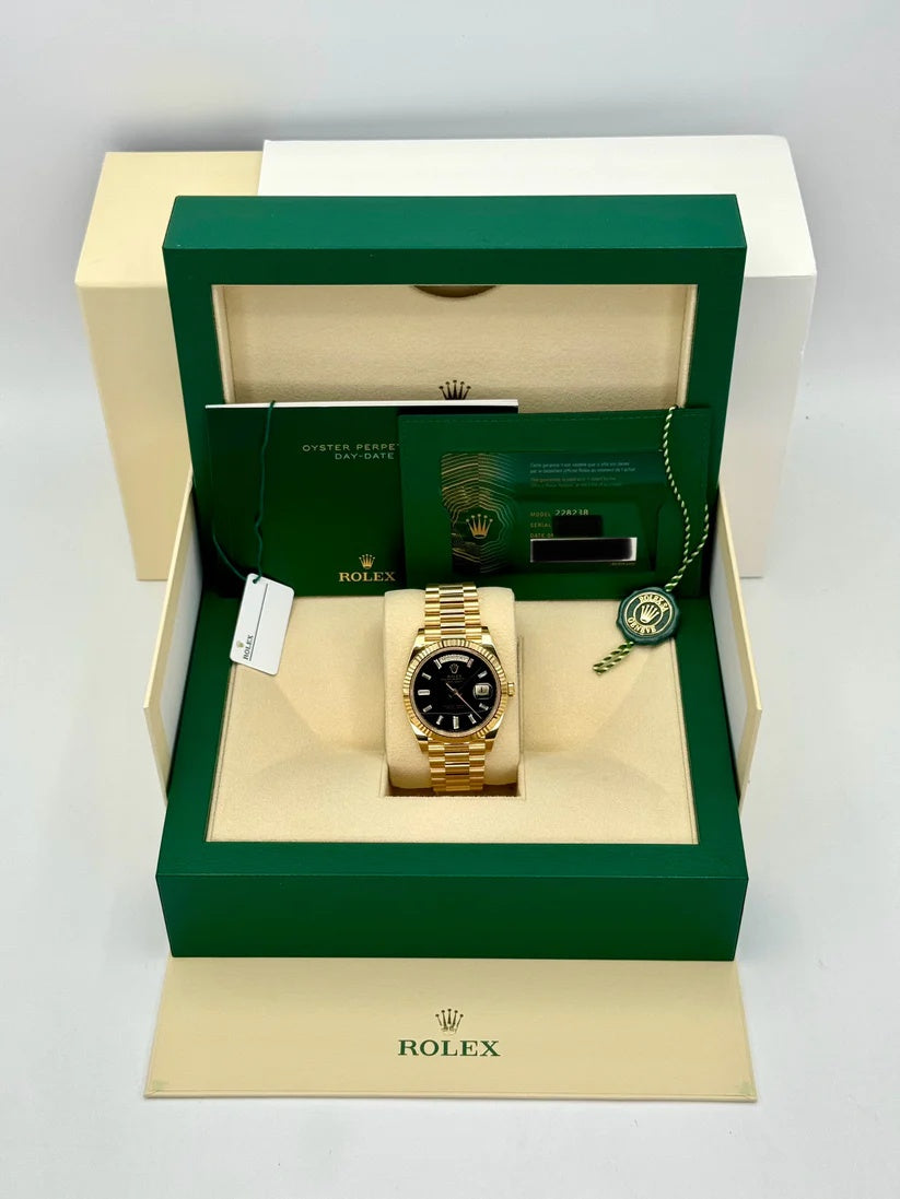 【1:1 Super Clone】 Yellow Gold President Day Date 40mm Onyx Diamond Dial - 228238