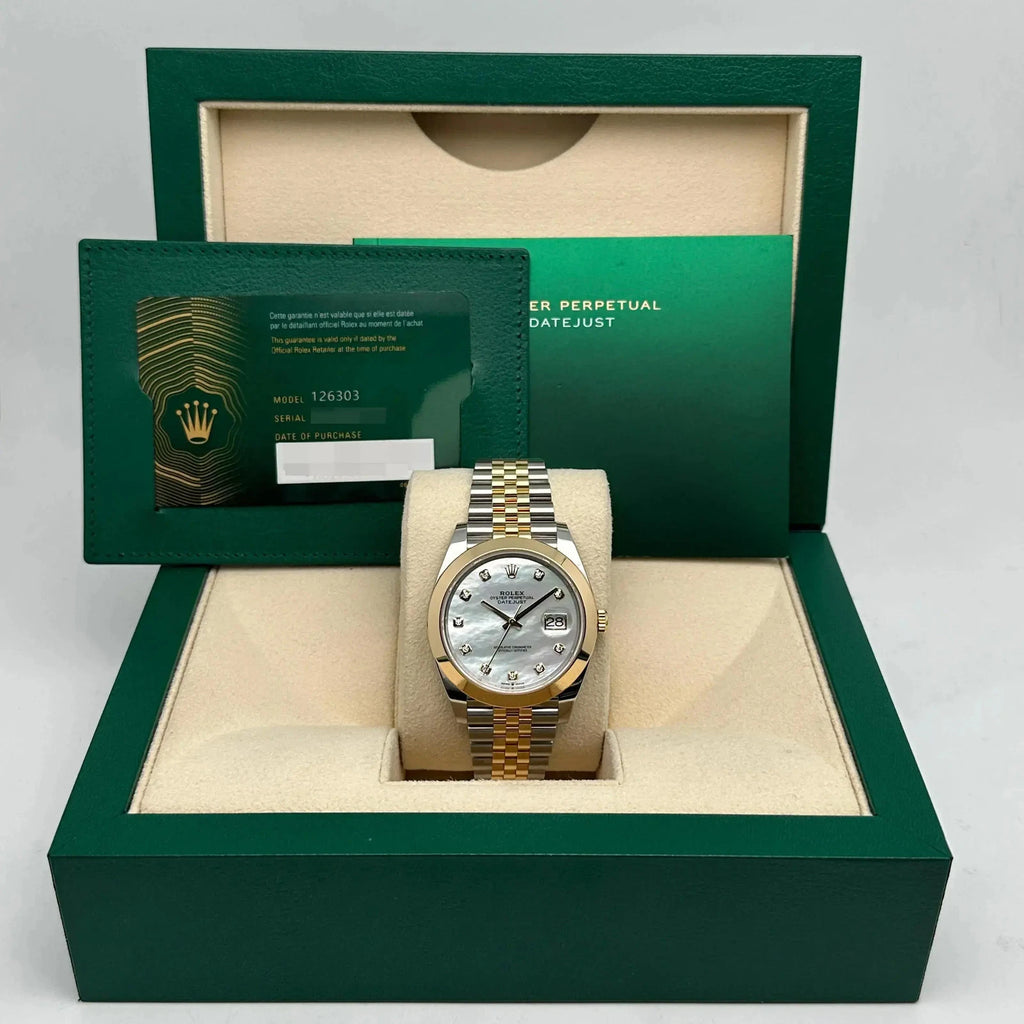 【1:1 Super Clone】 Datejust 41mm 126303 White MOP Diamond Jubilee Steel and Yellow Gold
