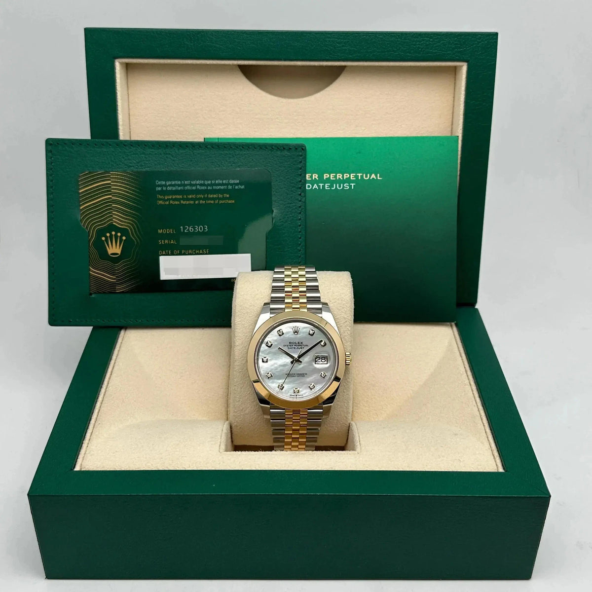 【1:1 Super Clone】 Datejust 41mm 126303 White MOP Diamond Jubilee Steel and Yellow Gold
