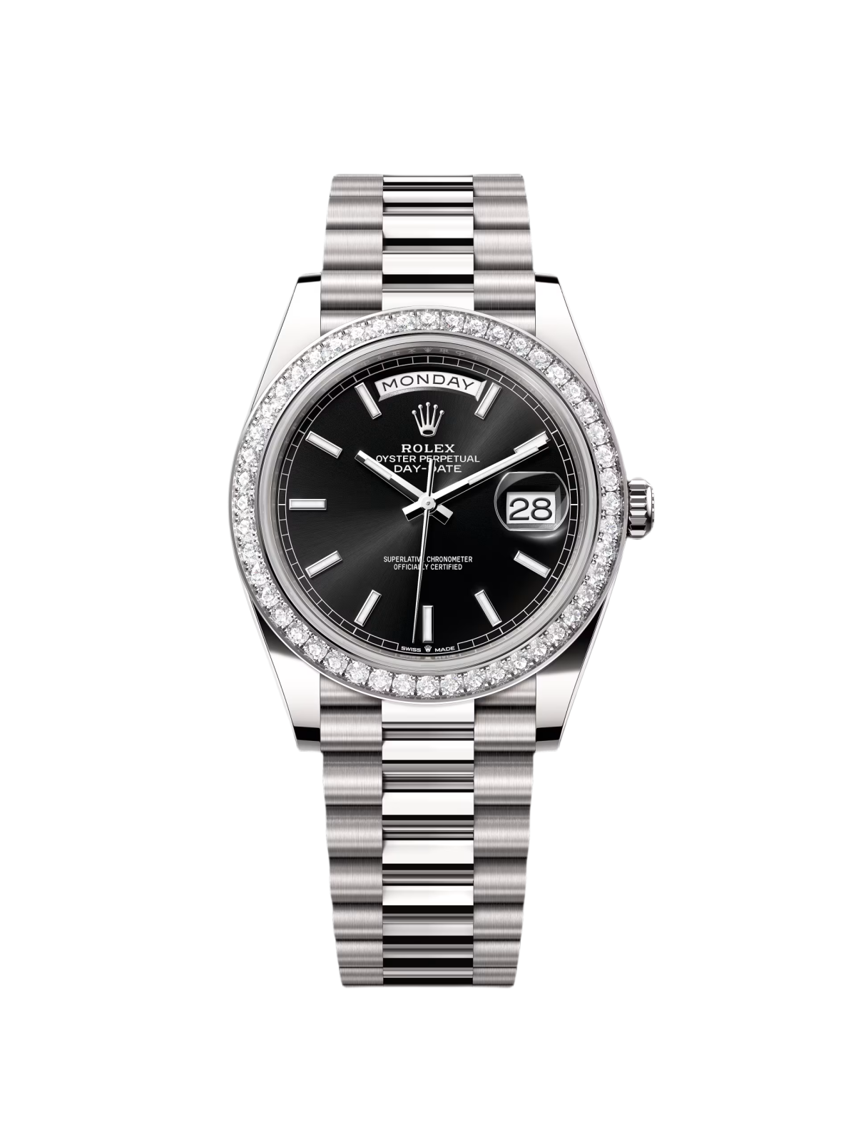 【1:1 Super Clone】  Day-Date 40mm 228349RBR-0002 Bright Black Dial President Bracelet
