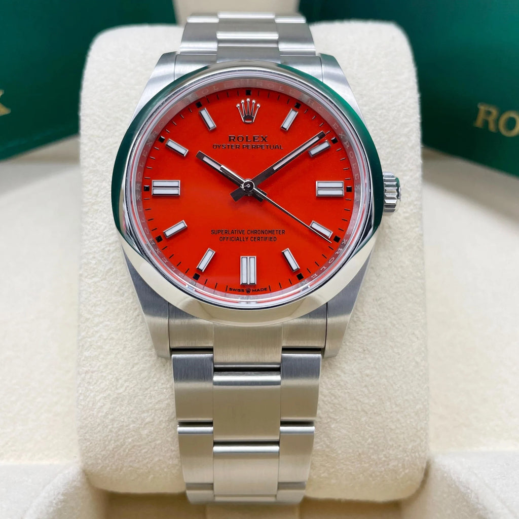 【1:1 Super Clone】 Oyster Perpetual 36mm 126000-0007 Coral Red Dial Steel Watch