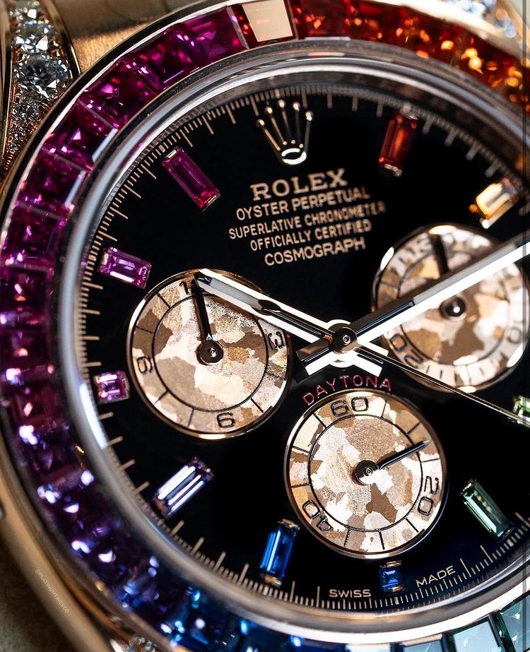 Rolex Daytona Rainbow Baguettes Rose Gold Black Dial 40mm 116595RBOW
