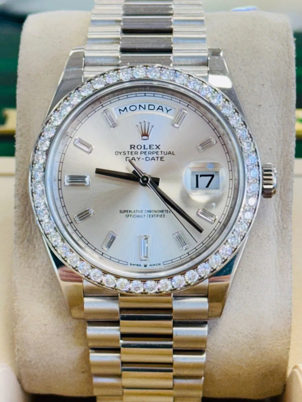 【1:1 Super Clone】 Day-Date 40mm 228349RBR-0001 Silver Dial President Bracelet