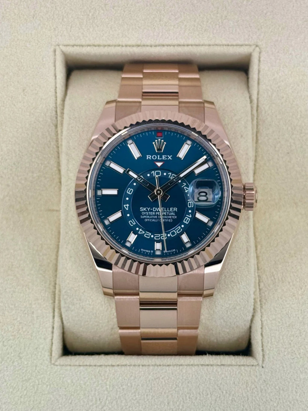 【1:1 Super Clone】  Sky-Dweller 42mm 336935-0001/0005 Rose Gold Blue Dial Oyster