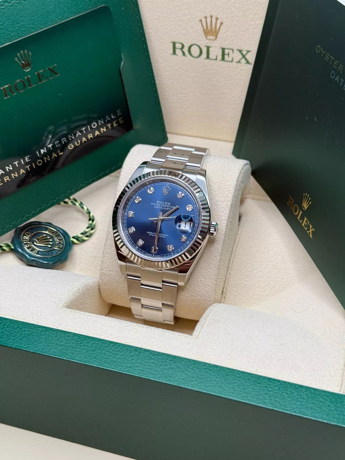 【1:1 Super Clone】  Datejust 41mm 126334 Blue Diamond Oyster Stainless Steel Mens Watch