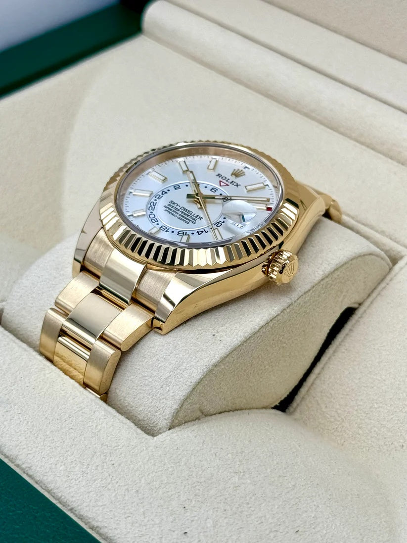 【1:1 Super Clone】  Sky-Dweller 42mm 336938-0003/0006 Yellow Gold White Dial Jubilee