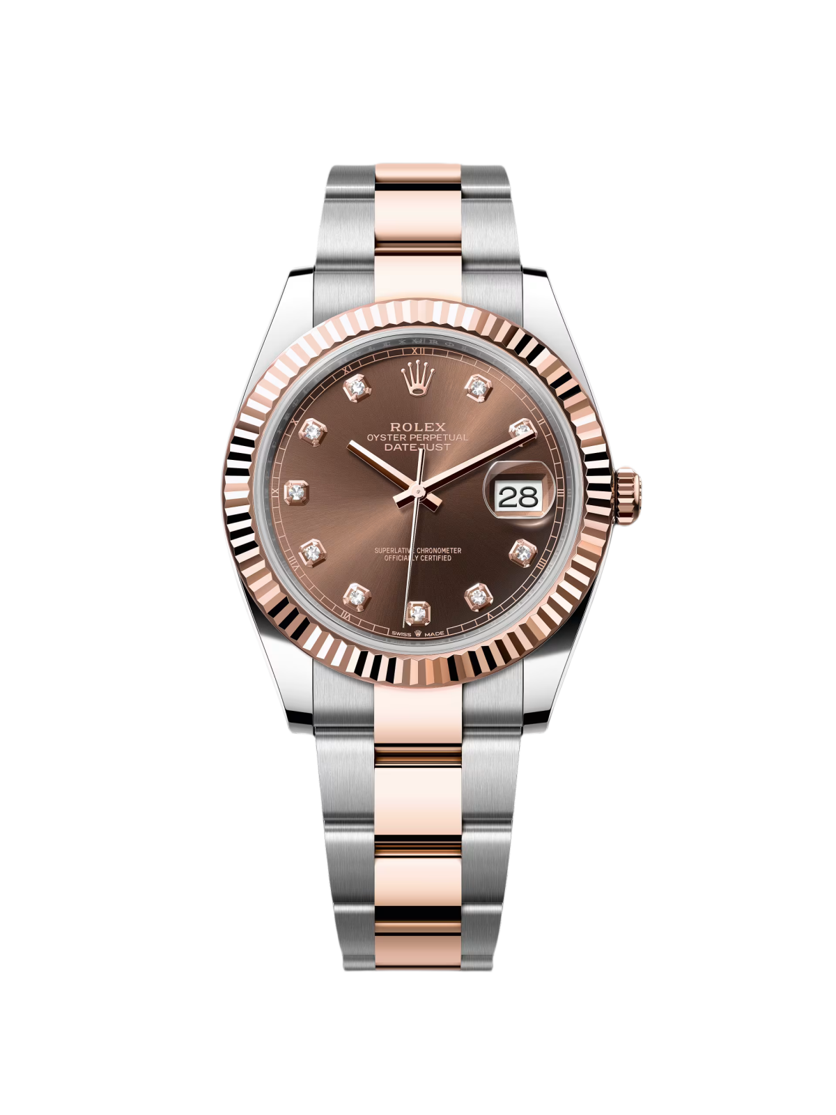 【1:1 Super Clone】 Datejust 41mm 126331 Datejust Chocolate Diamond Oyster Steel and Everose Gold Watch