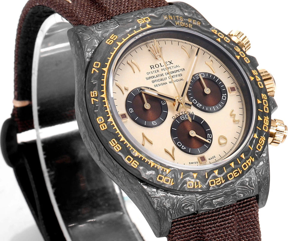【1:1 Super Clone】Rolex Cosmograph Daytona DIW Carbon “DESERT EAGLE ARABIC” 40mm Replica 1:1 – Top Quality Version