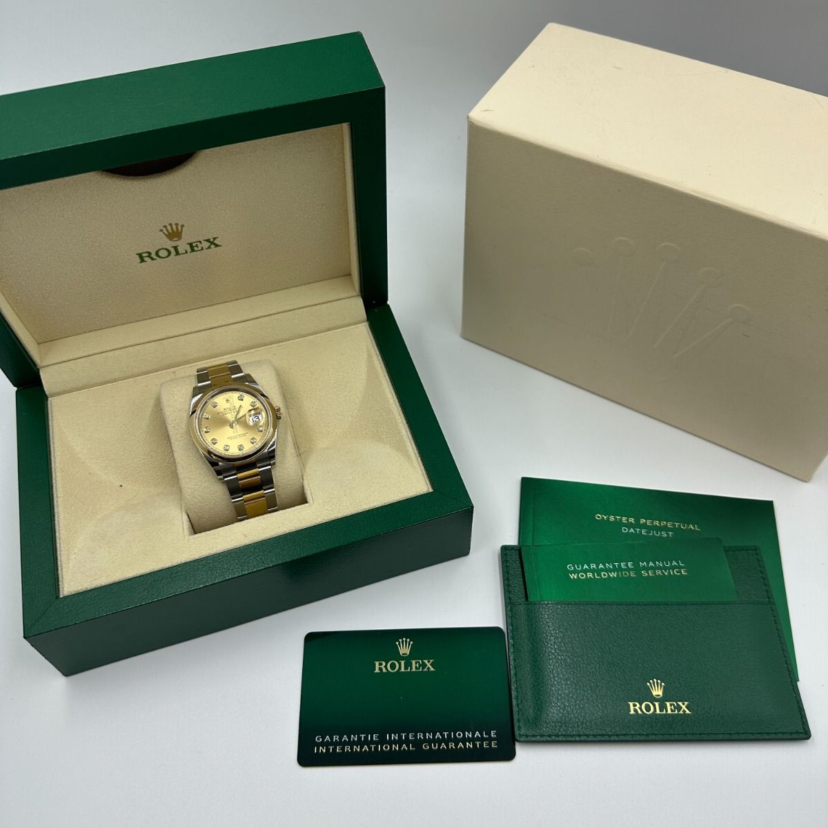 【1:1 Super Clone】  Datejust 36mm 126203 Champagne Set with Diamonds Dial Domed Bezel Oyster Bracelet