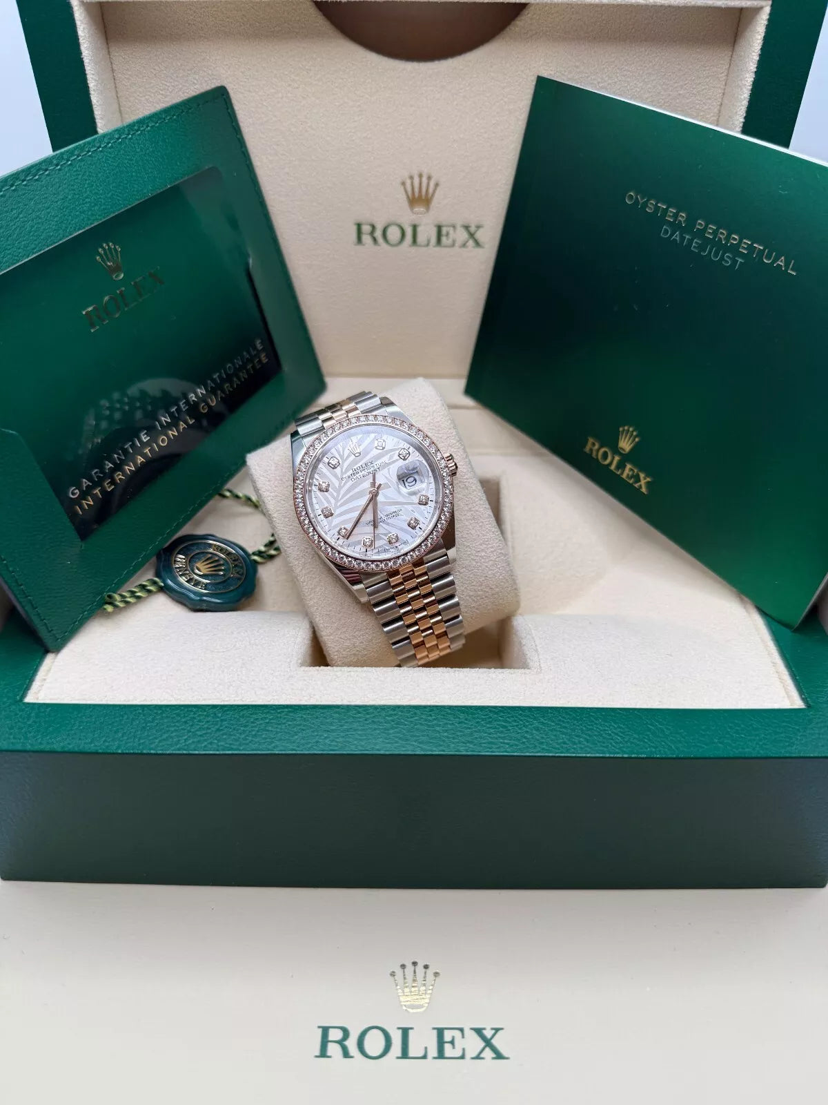 【1:1 Super Clone】  Datejust 36mm 126281 Silver Palm Motif Diamond Dial Oyster Bracelet