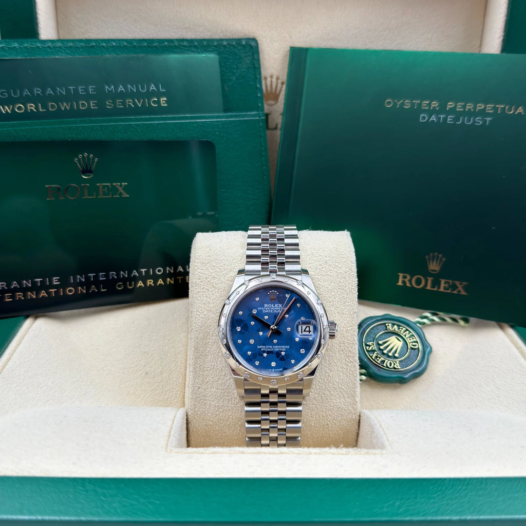 【1:1 Super Clone】 Datejust m278344-0037/0038 Blue Floral Motif Dial 31mm Oyster