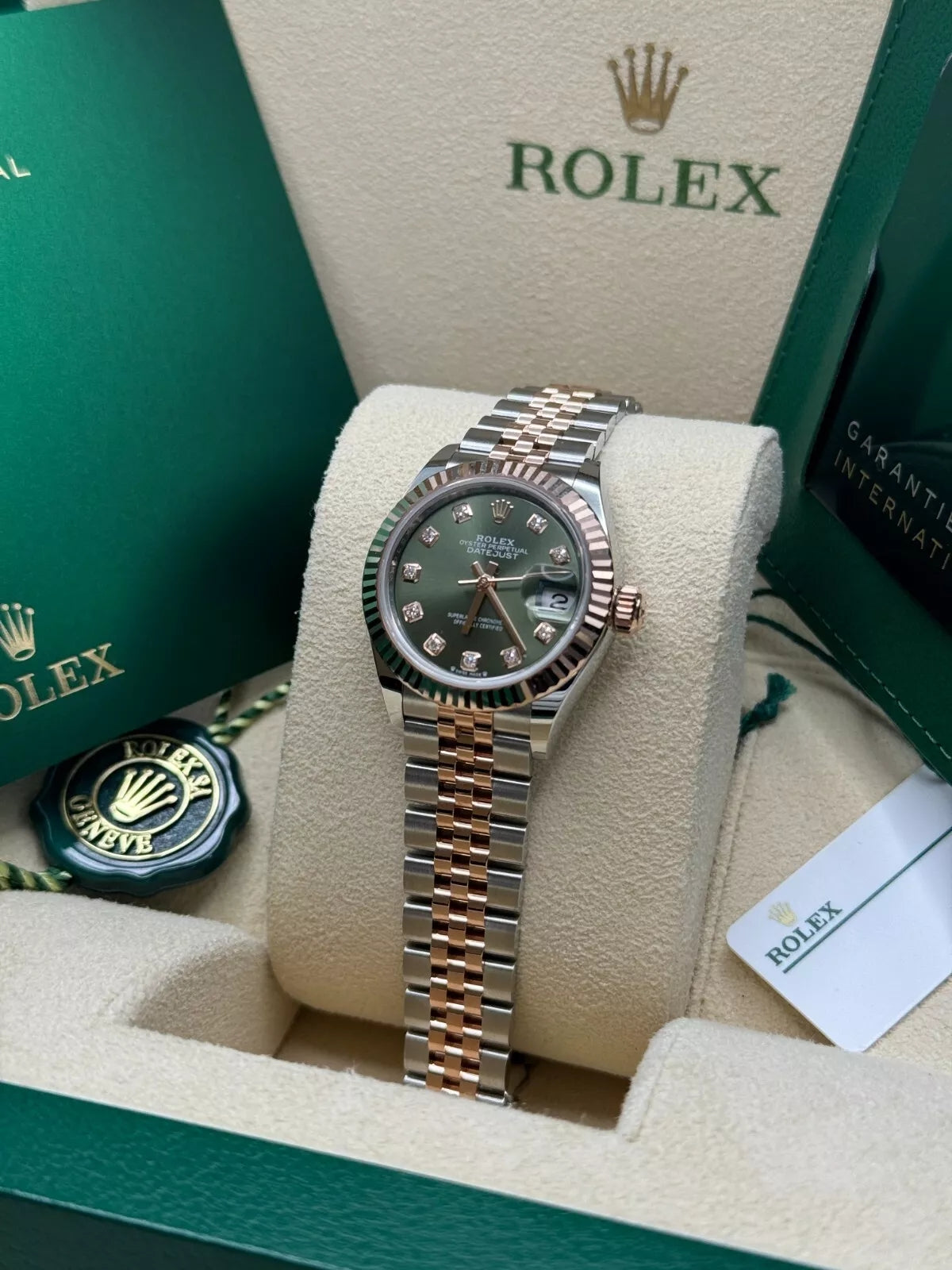 【1:1 Super Clone】 Lady-Datejust 28mm 279171 Green Diamond Oyster Stainless Steel and Rose Gold