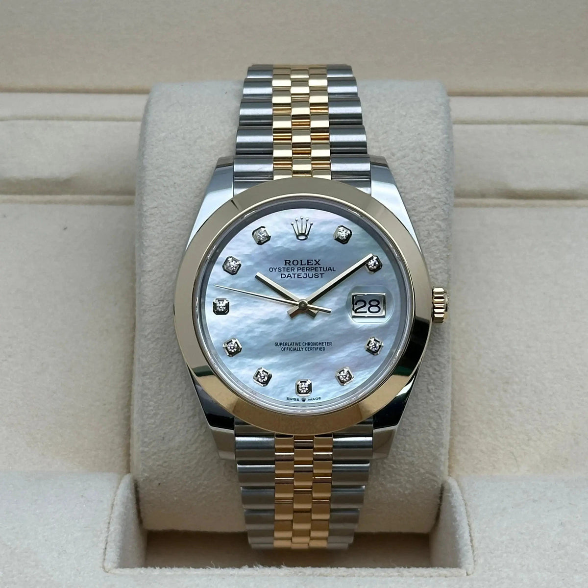 【1:1 Super Clone】 Datejust 41mm 126303 White MOP Diamond Jubilee Steel and Yellow Gold