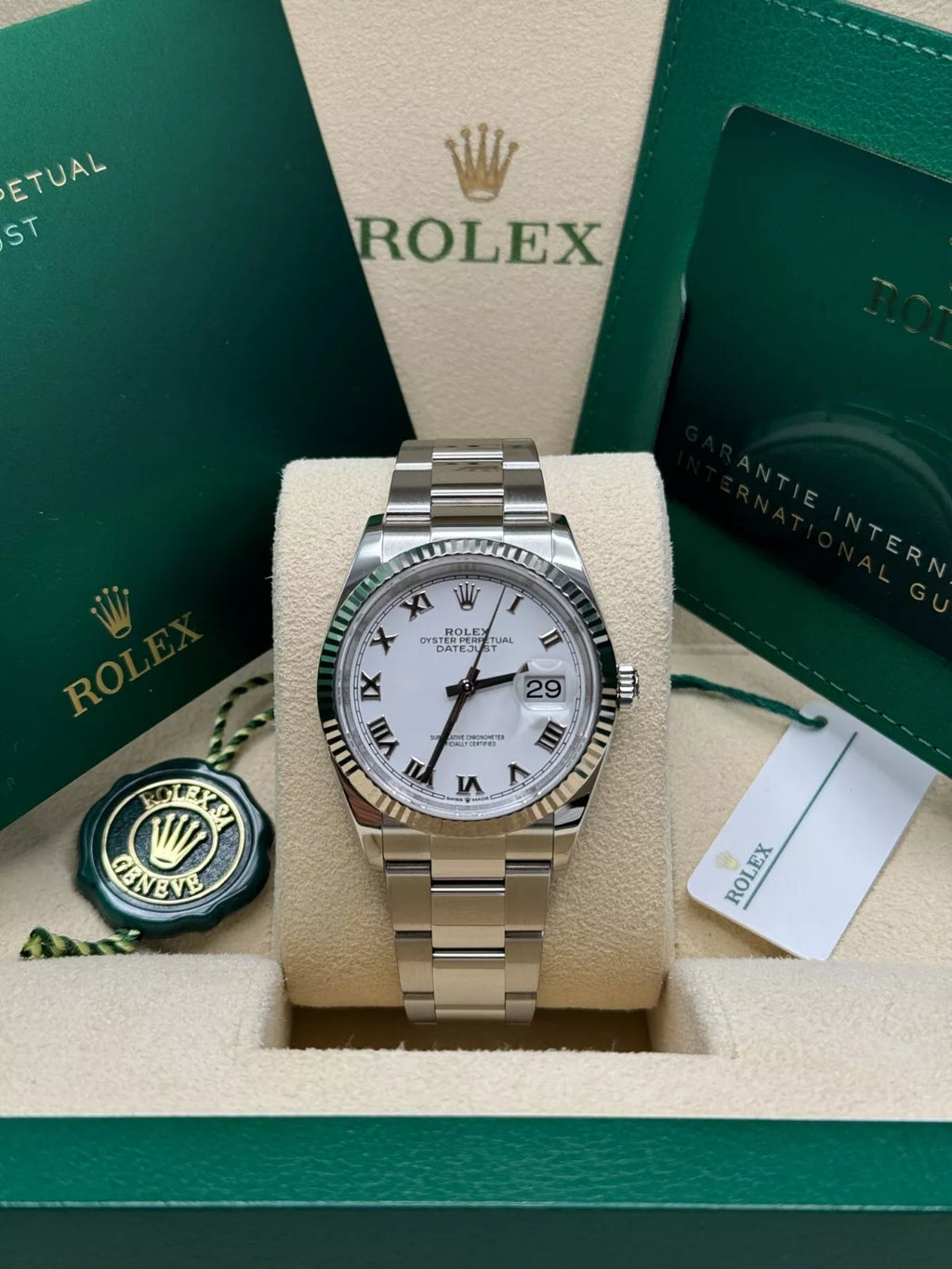 【1:1 Super Clone】  Datejust 41mm 126334 White Roman Oyster Stainless Steel Mens Watch