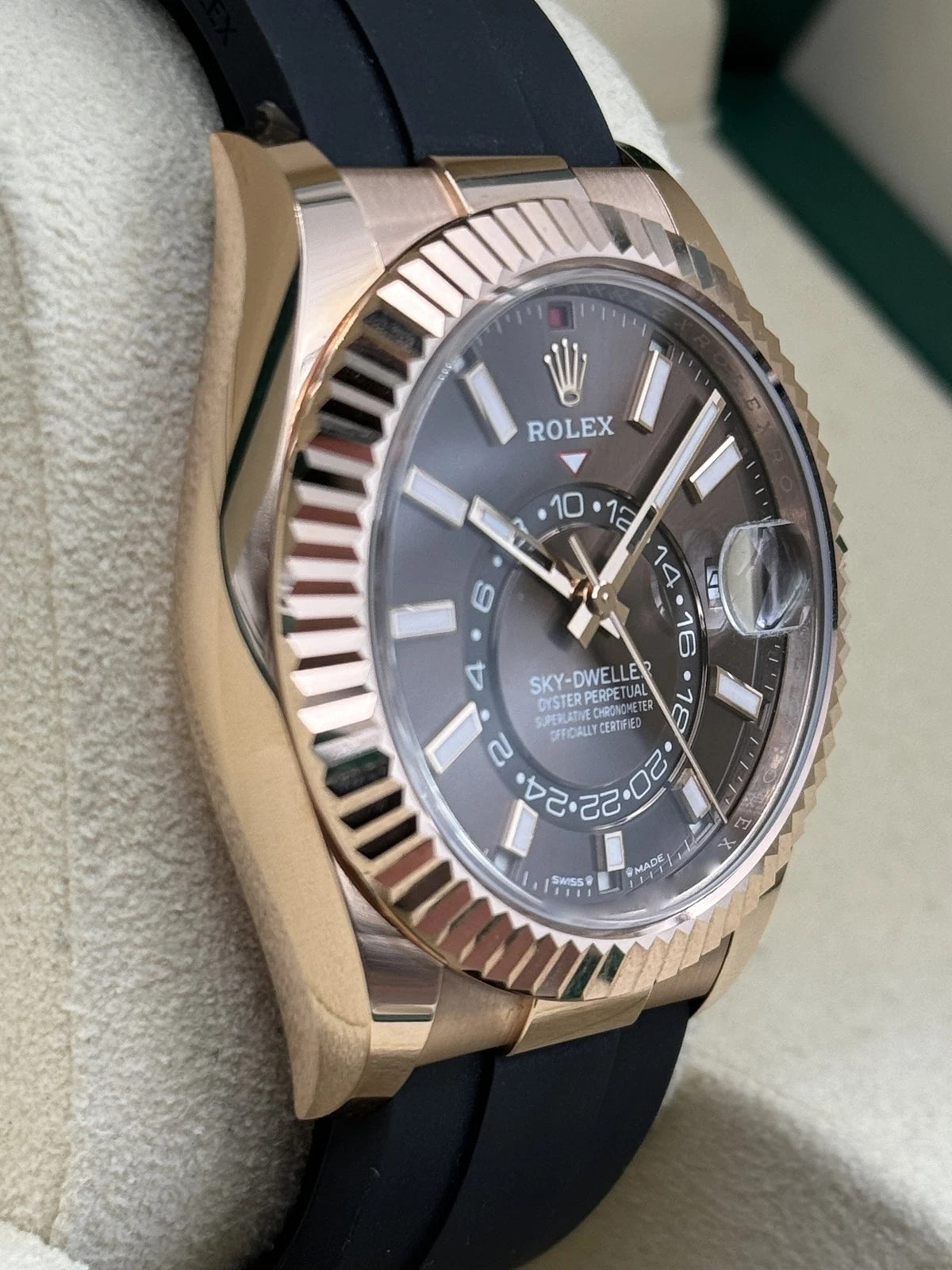 【1:1 Super Clone】  Sky-Dweller 42mm Rose Gold Chocolate Dial Oysterflex - 336235