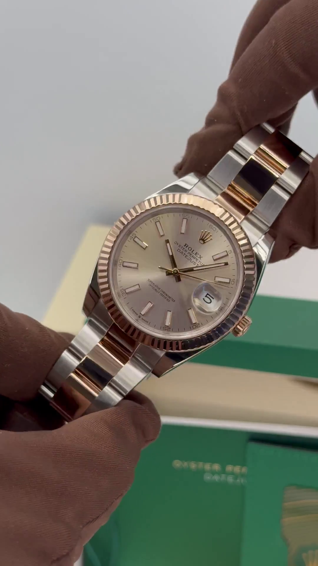 【1:1 Super Clone】 Datejust 41mm 126331 Sundust Index Oyster Steel and Everose Gold Watch