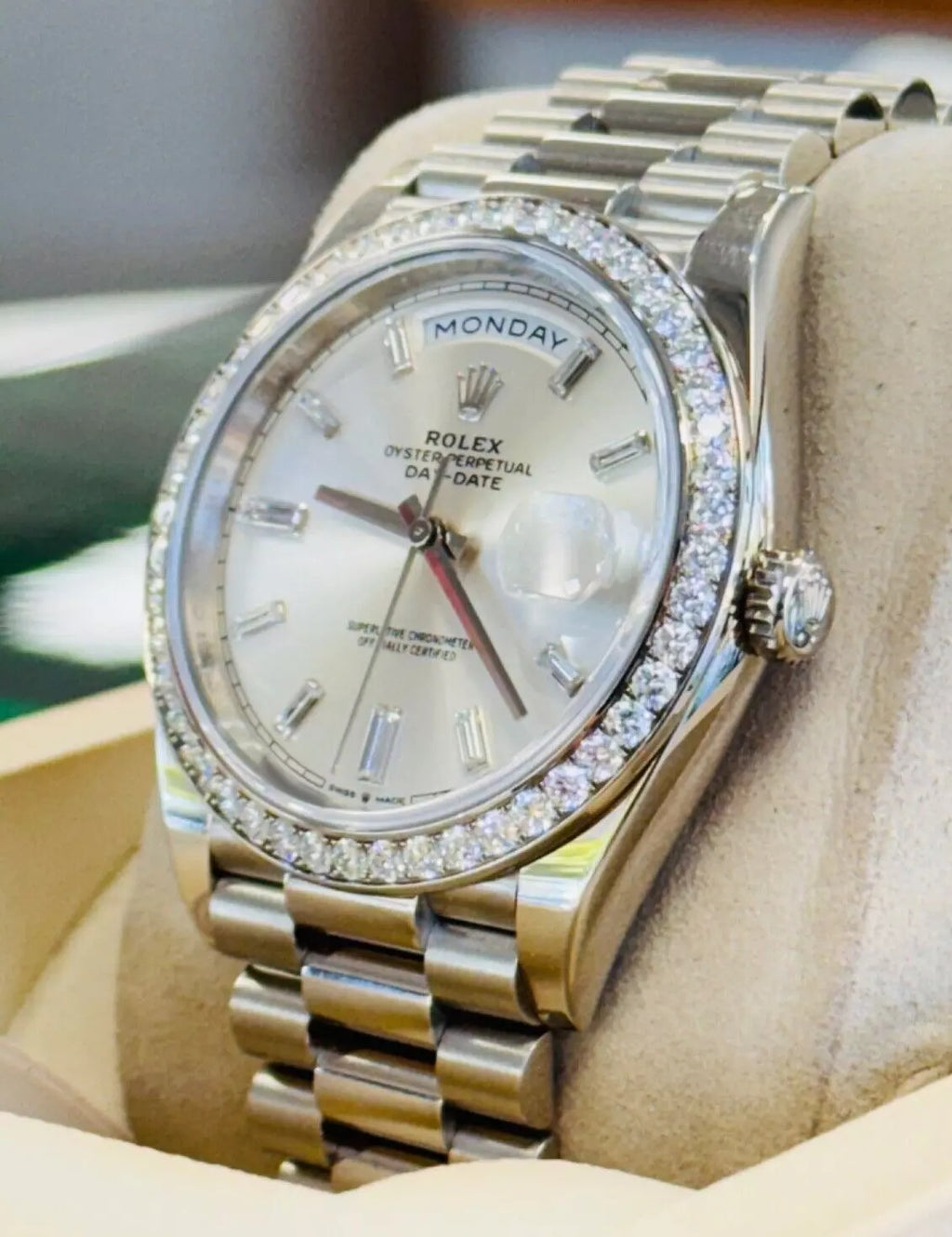 【1:1 Super Clone】 Day-Date 40mm 228349RBR-0001 Silver Dial President Bracelet